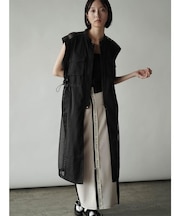 メッシュ×ツイル切替ロングジレ