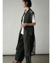 メッシュ×ツイル切替ロングジレ
