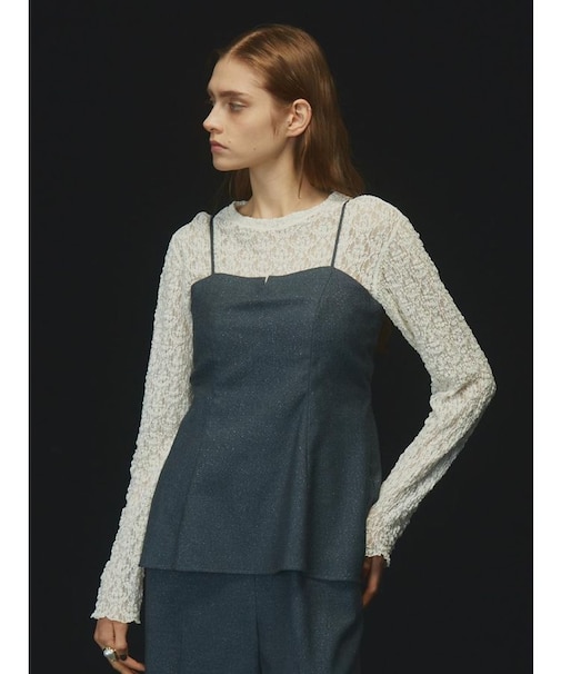 レースニットシアーカットソー