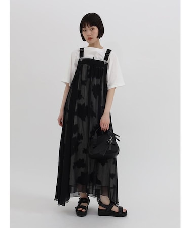 フラワープリントシフォンジャンパースカート