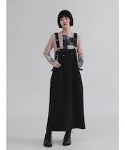 フェイクレザーストラップジャンパースカート