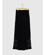 レース刺繍ベロアワイドパンツ