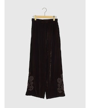 レース刺繍ベロアワイドパンツ