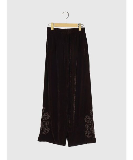 レース刺繍ベロアワイドパンツ