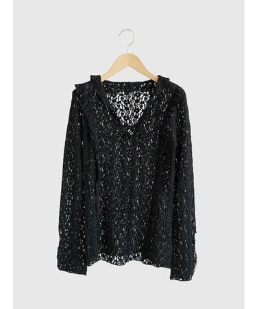 レースフリルプルオーバーブラウス