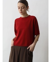 バックジップハーフスリーブニット