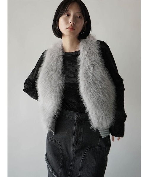 ファードッキングニットベスト(blue,charcoal gray,light gray