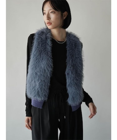 ファードッキングニットベスト(blue,charcoal gray,light gray)