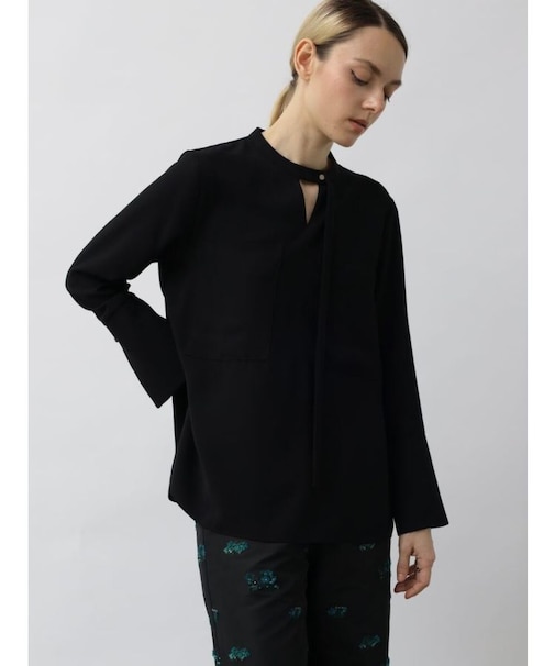 ベーシックバックサテンボウタイブラウス