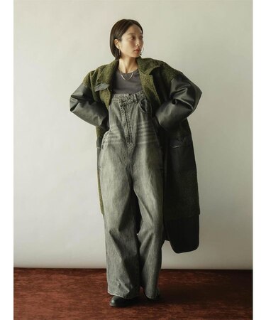 アシメフロントデニムオーバーオール