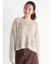 箔プリントメッシュニット