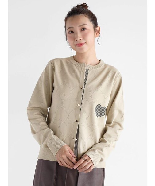 透かし編みハートニットカーディガン