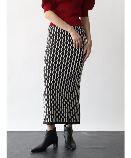 ウェーブジャガードニットスカート