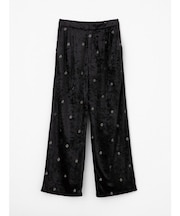 ラメ糸刺繍クラッシュベロアワイドパンツ