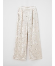 ラメ糸刺繍クラッシュベロアワイドパンツ