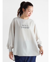 箔プリントロゴパフスリーブトップス