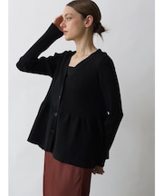 フレアヘムリブニットカーディガン