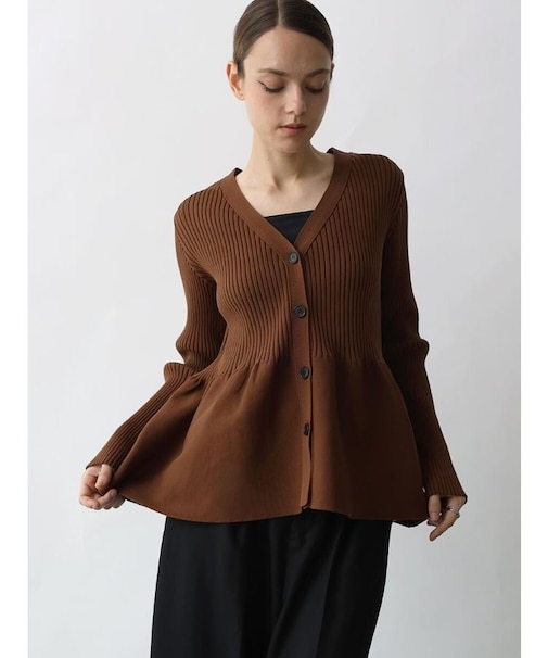 フレアヘムリブニットカーディガン