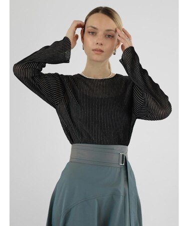 シアーストライプリブニット