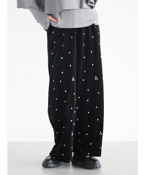 刺繍ベロアパンツ