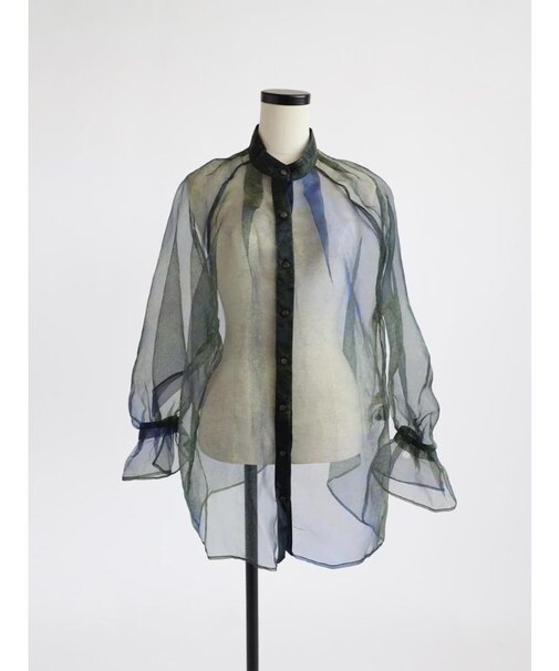 オンブレープリントシアーシャツ