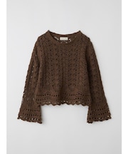 スカラップ透かし編みニットプルオーバー