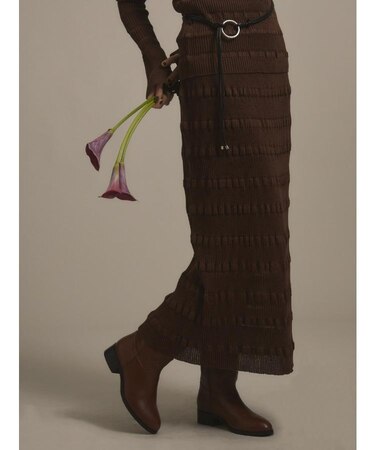 ボーダーディティールニットナロースカート