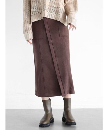 フェイクスウェードラップライクデザインスカート