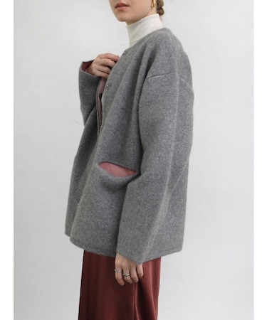 バイカラーラクーンニットカーディガン