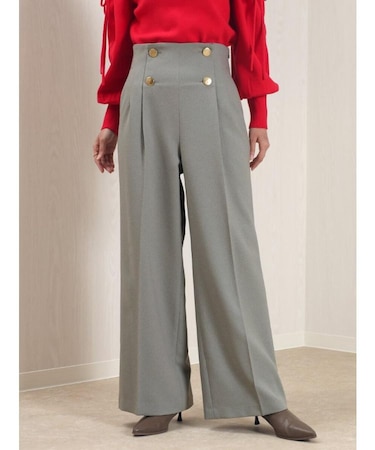 ボタンアクセントワイドパンツ