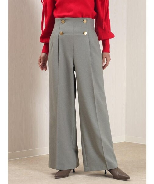 ボタンアクセントワイドパンツ