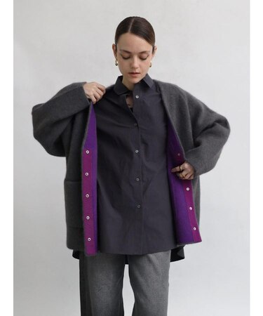 バイカラーVネックニットカーディガン