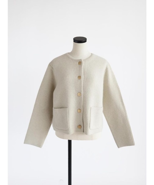 ダブルフェイスラクーンニットカーディガン