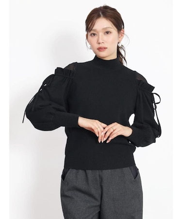 ショルダーリボンニットトップス