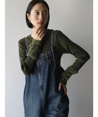 ファースリーブリブトップス