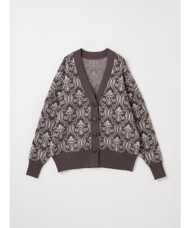 ダマスク柄ニットカーディガン