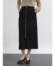 フロントジップフェイクスエードライクスカート