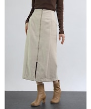 フロントジップフェイクスエードライクスカート