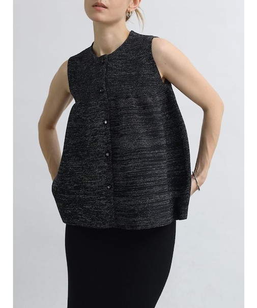 【諏訪】ノースリーブコクーンラメニット