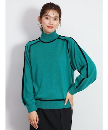 配色ラインニットプルオーバー