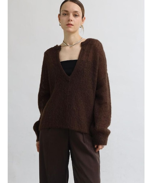 キーネックモヘヤニットPO