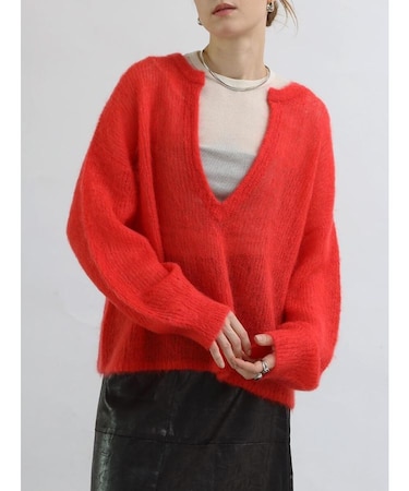 キーネックモヘヤニットPO