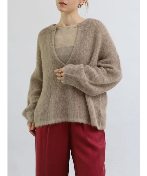 キーネックモヘヤニットPO