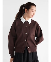 シャツカラードッキングニットカーディガン