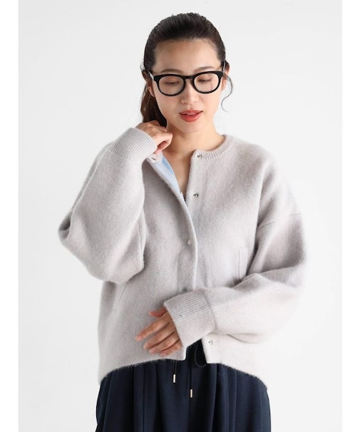 裏配色ニットカーディガン