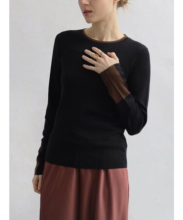 ウール混配色リブニットPO