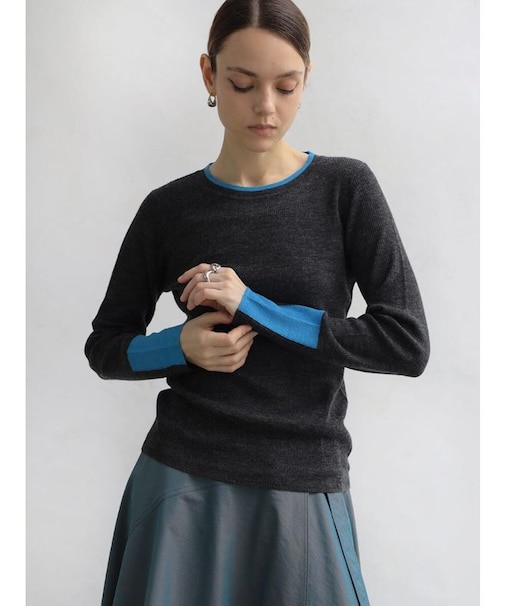 ウール混配色リブニットPO