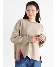 ケーブルニットドッキングデザインプルオーバー