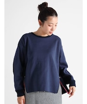 ケーブルニットドッキングデザインプルオーバー