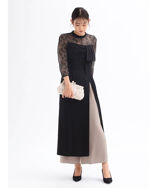 パンツレイヤードスリットドレス